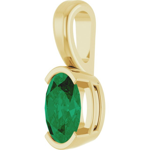 14 Karat Yellow Gold Lab Grown Emerald Gemstone Pendant | $392