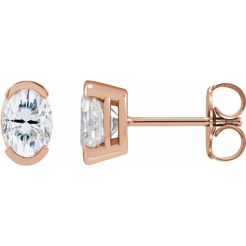 14K Rose 7x5 mm Lab-Grown Moissanite Stud Earrings
