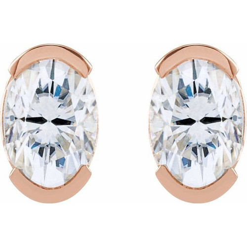14K Rose 7x5 mm Lab-Grown Moissanite Stud Earrings