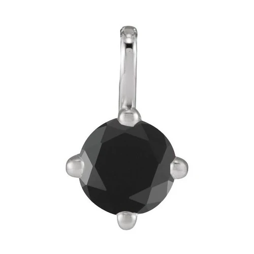14K White Natural Black Onyx Pendant