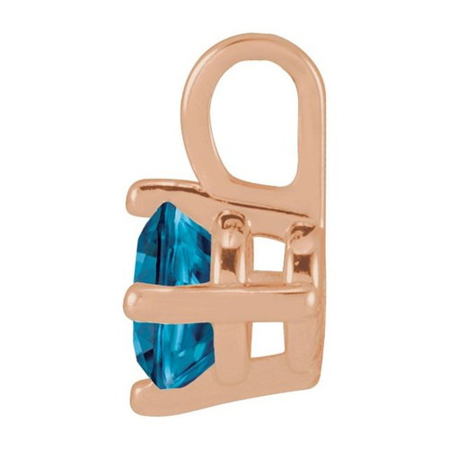 14K Rose Natural London Blue Topaz Pendant