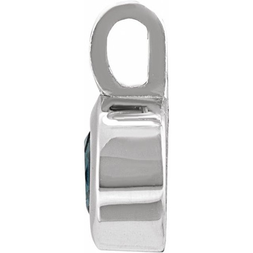 14K White Natural London Blue Topaz Pendant