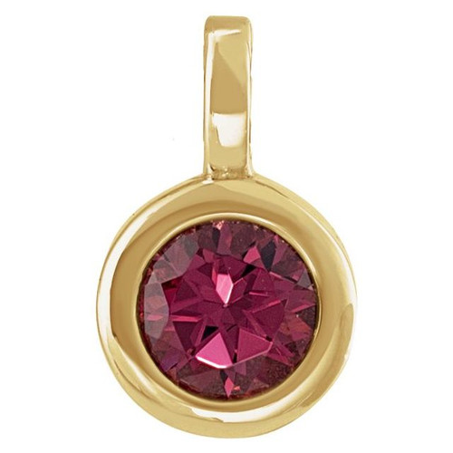 14K Yellow Natural Rhodolite Garnet Pendant