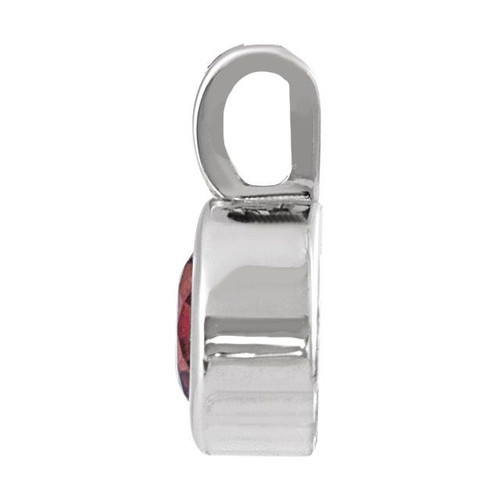 14K White Natural Rhodolite Garnet Pendant