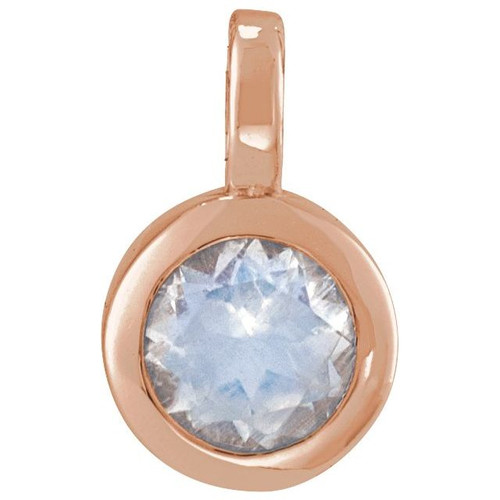 14K Rose Natural Blue Moonstone Pendant