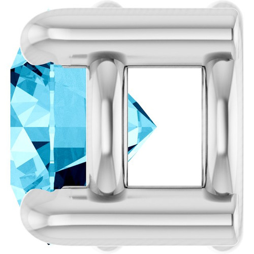 14K White 4 mm Natural Aquamarine Pendant