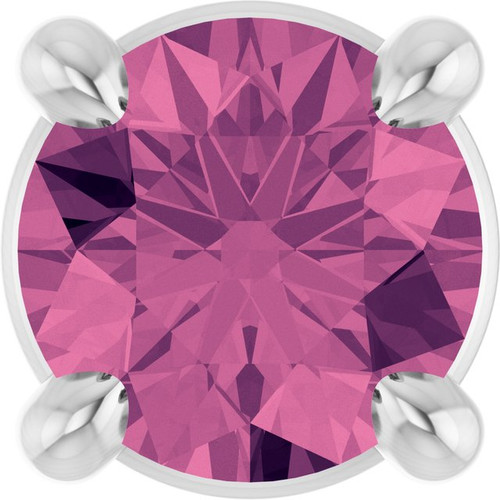 14K White 4 mm Natural Pink Tourmaline Pendant