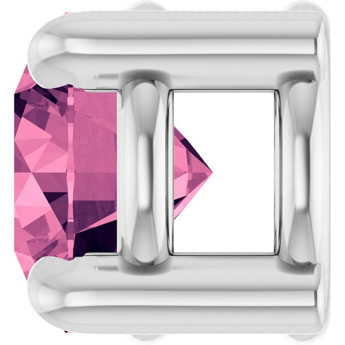 14K White 4 mm Natural Pink Tourmaline Pendant