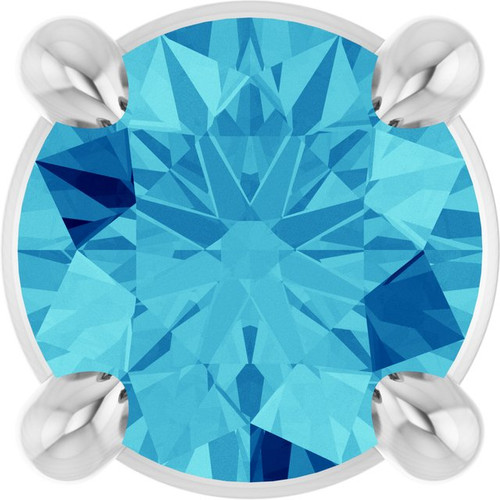 14K White 4 mm Natural Blue Zircon Pendant