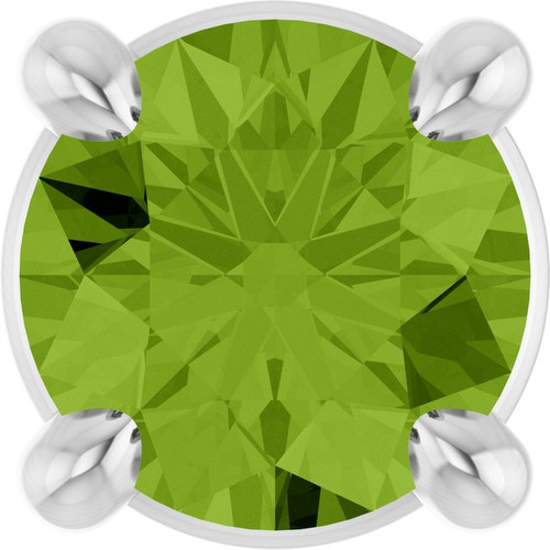 14K White 4 mm Natural Peridot Pendant