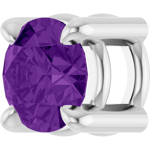 Platinum 4 mm Natural Amethyst Pendant