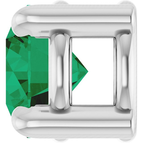 Platinum 4 mm Lab-Grown Emerald Pendant