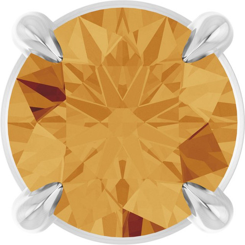 14K White 5 mm Natural Citrine Pendant