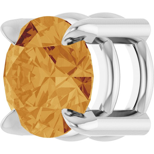 14K White 5 mm Natural Citrine Pendant