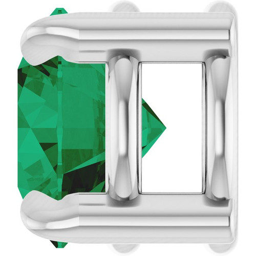14K White 5 mm Lab-Grown Emerald Pendant