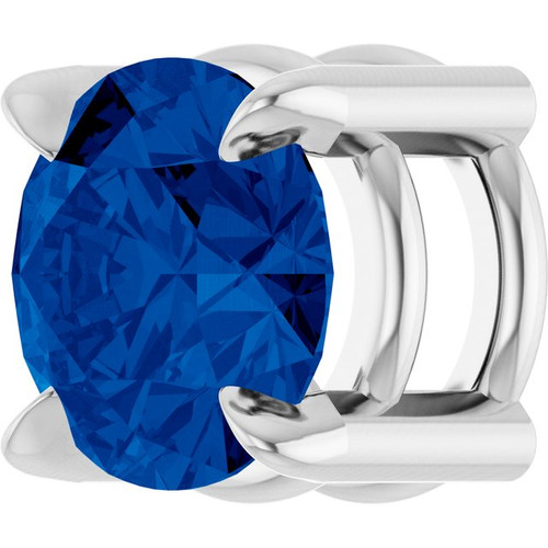 14K White 5 mm Natural Blue Sapphire Pendant