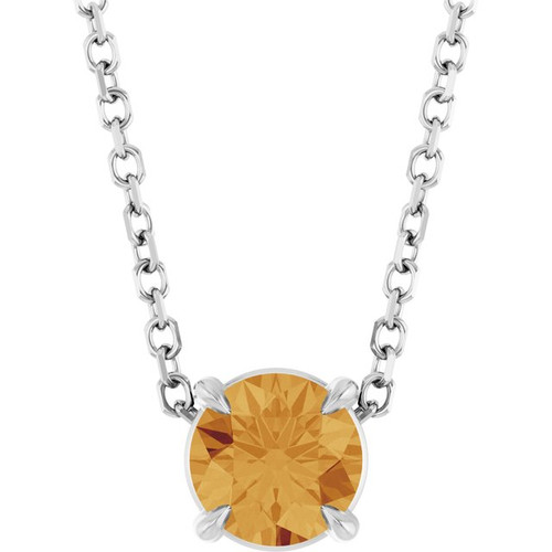 Platinum 5 mm Natural Citrine 16-18" Necklace