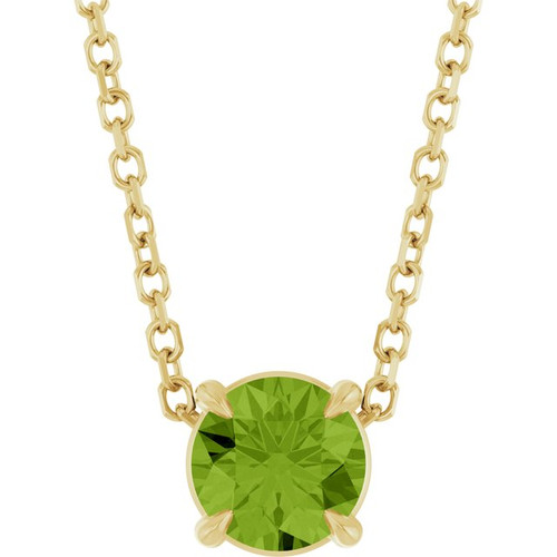 14K Yellow 5 mm Natural Peridot 16-18" Necklace