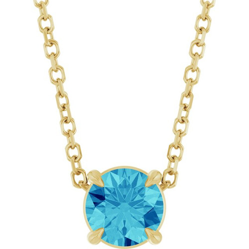 14K Yellow 5 mm Natural Blue Zircon 16-18" Necklace