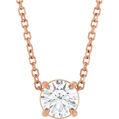 14K Rose 5 mm Natural White Sapphire 16-18" Necklace