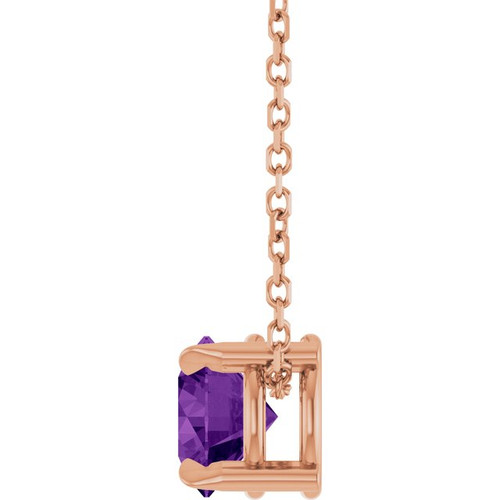 14K Rose 6 mm Natural Amethyst 16-18" Necklace