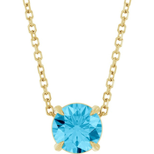 14K Yellow 6 mm Natural Aquamarine 16-18" Necklace