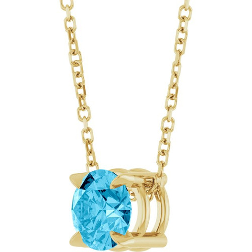 14K Yellow 6 mm Natural Aquamarine 16-18" Necklace