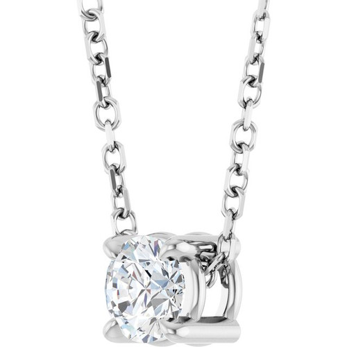 Platinum 4 mm Natural White Sapphire 16-18" Necklace