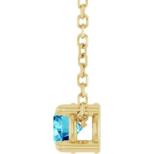 14K Yellow 4 mm Natural Blue Zircon 16-18" Necklace
