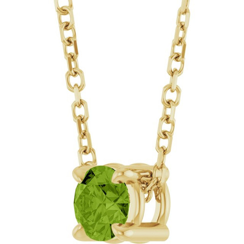 14K Yellow 4 mm Natural Peridot 16-18" Necklace