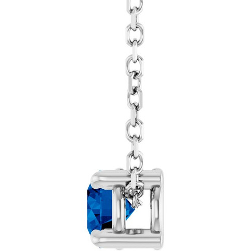 Platinum 4 mm Lab-Grown Blue Sapphire 16-18" Necklace