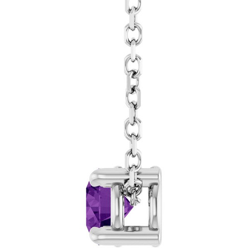 Sterling Silver 4 mm Natural Amethyst 16-18" Necklace