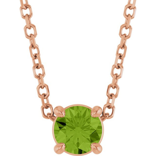 14K Rose 4 mm Natural Peridot 16-18" Necklace