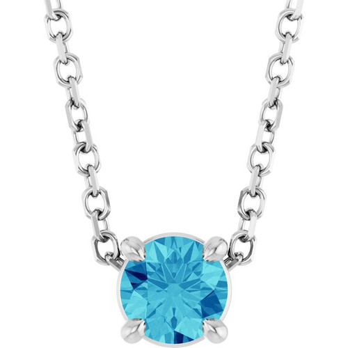 Platinum 4 mm Natural Blue Zircon 16-18" Necklace