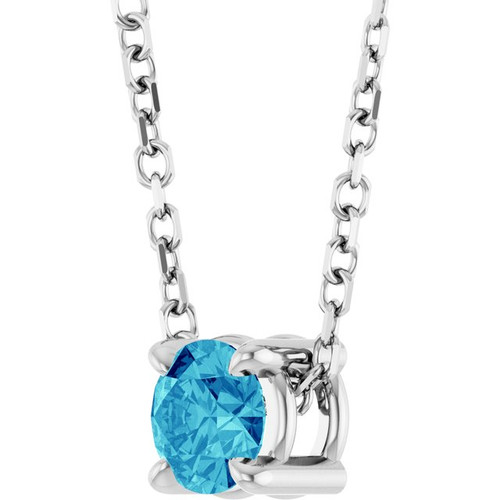 Platinum 4 mm Natural Blue Zircon 16-18" Necklace