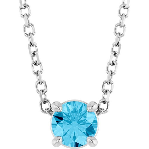 Platinum 4 mm Natural Aquamarine 16-18" Necklace