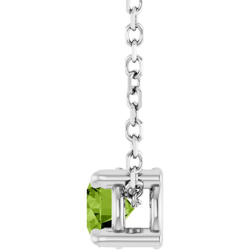 Platinum 4 mm Natural Peridot 16-18" Necklace