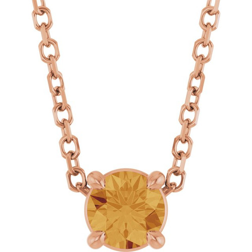 14K Rose 4 mm Natural Citrine 16-18" Necklace