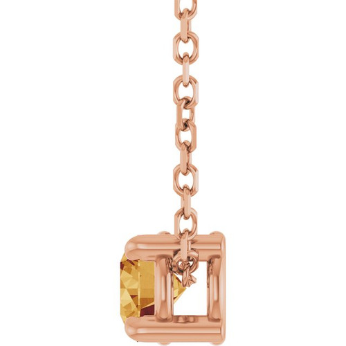 14K Rose 4 mm Natural Citrine 16-18" Necklace