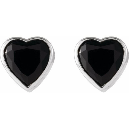 14K White Natural Black Onyx Stud Earrings