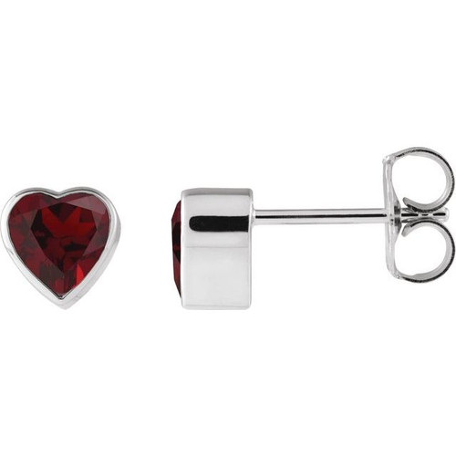 Platinum Natural Mozambique Garnet Stud Earrings
