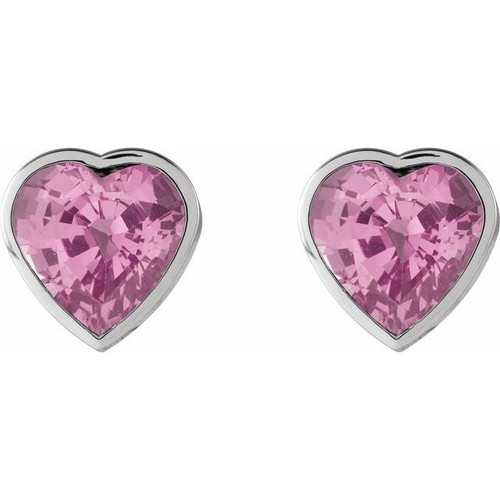 Sterling Silver Natural Pink Sapphire Stud Earrings
