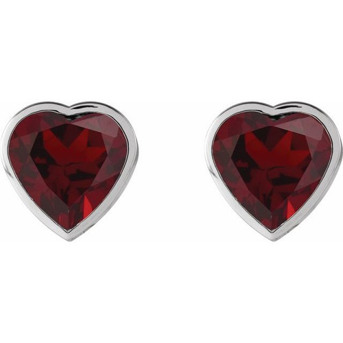 Platinum Natural Mozambique Garnet Stud Earrings