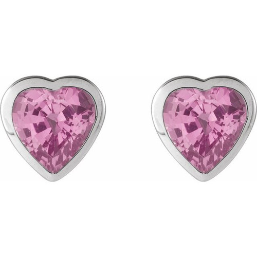 Sterling Silver Natural Pink Sapphire Stud Earrings