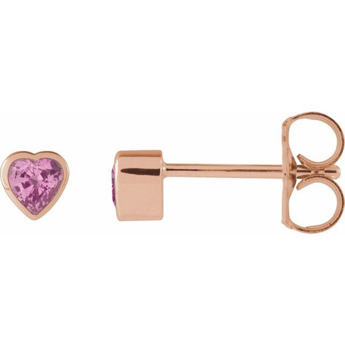 14K Rose Natural Pink Sapphire Stud Earrings