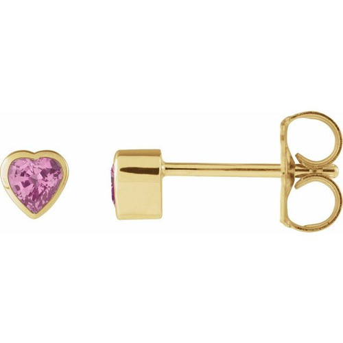 14K Yellow Natural Pink Sapphire Stud Earrings