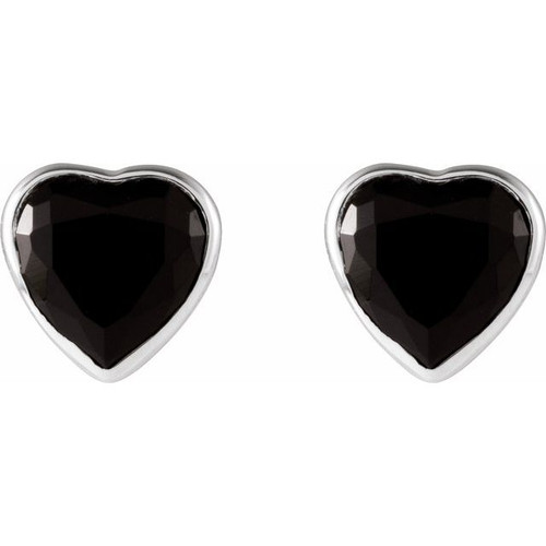Platinum Natural Black Onyx Stud Earrings