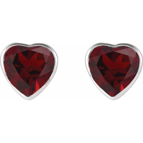 Platinum Natural Mozambique Garnet Stud Earrings