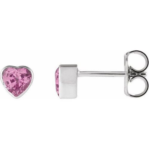 Sterling Silver Natural Pink Sapphire Stud Earrings
