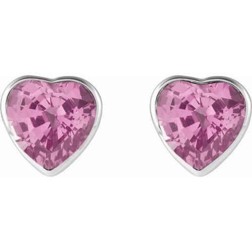Sterling Silver Natural Pink Sapphire Stud Earrings